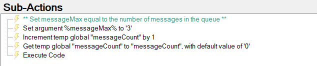 Sub-Actions setup for the Set Order configuration of the Timed Actions (Messages) extension.
